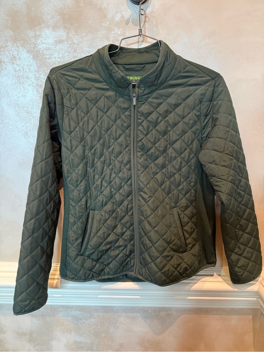 Women’s Quilted Green Jacket - Lightweight Zip Front